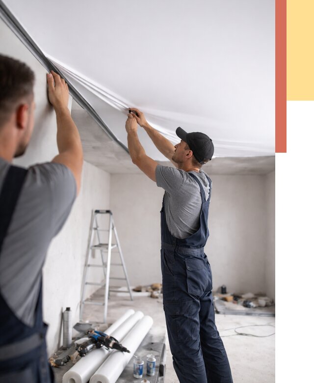 Монтаж матового натяжного потолка в Сосновом Бору от 4571 руб./м² — быстро и недорого | ОТДЕЛОЧНИК-Снб