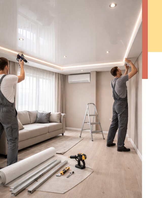 Монтаж глянцевого натяжного потолка в Сосновом Бору от 762 руб. под ключ | ОТДЕЛОЧНИК-Снб