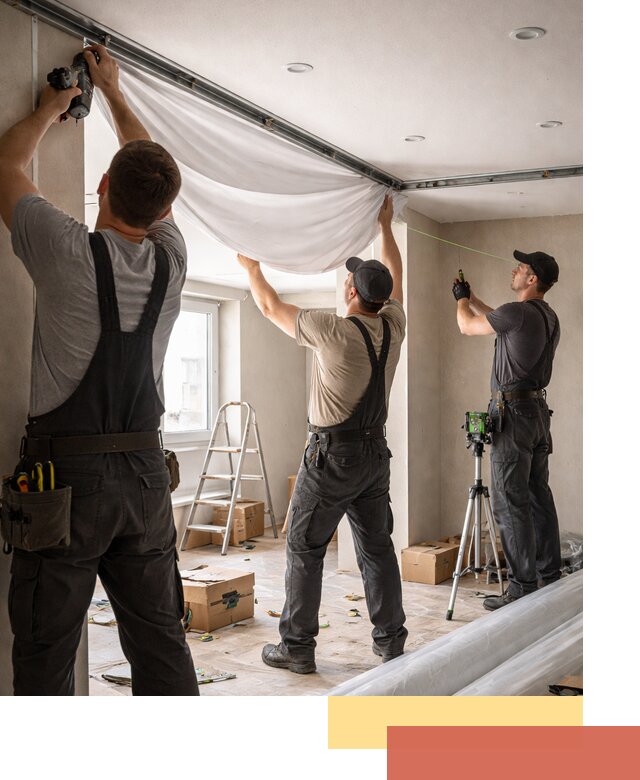 Монтаж парящего натяжного потолка под ключ в Сосновом Бору