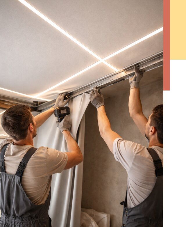 Монтаж натяжного потолка со световыми линиями в Сосновом Бору от 1219 руб. | ОТДЕЛОЧНИК-Снб