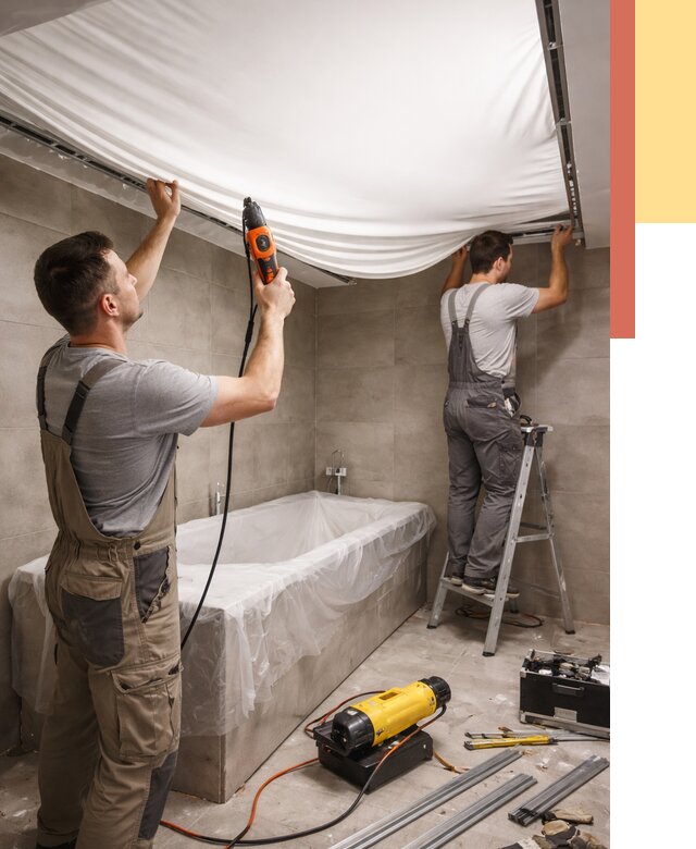 Монтаж натяжного потолка в ванной в Сосновом Бору от 1219 руб. под ключ | ОТДЕЛОЧНИК-Снб