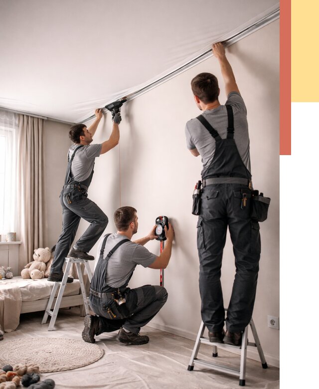 Монтаж натяжного потолка в детской в Сосновом Бору от 3555 руб. — быстро и недорого | ОТДЕЛОЧНИК-Снб