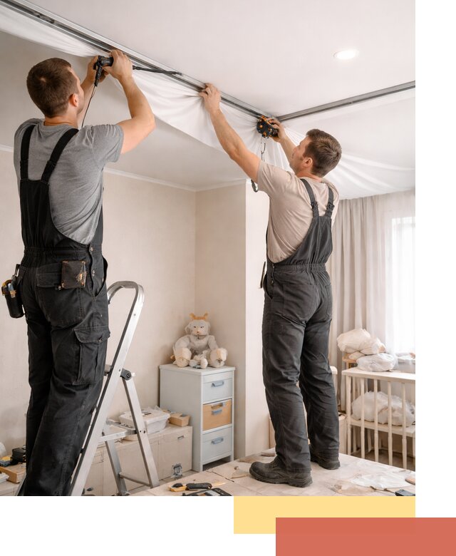 Монтаж натяжного потолка в детской комнате в Сосновом Бору