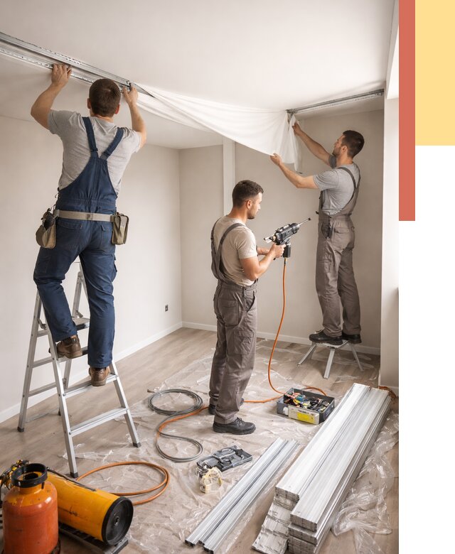 Монтаж натяжного потолка в студии в Сосновом Бору от 5587 руб. — быстро и недорого | ОТДЕЛОЧНИК-Снб