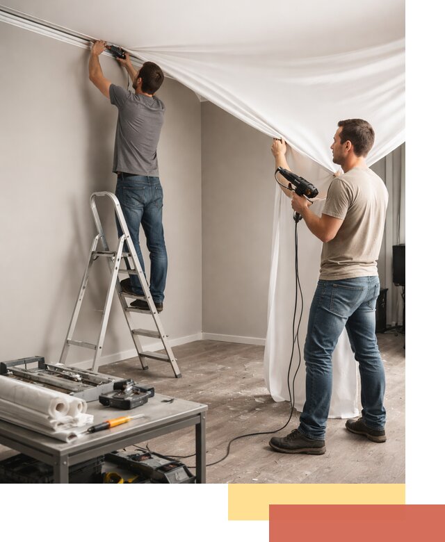 Монтаж натяжного потолка в студии в Сосновом Бору