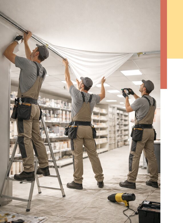 Монтаж натяжного потолка в магазине в Сосновом Бору от 4571 руб. быстро и недорого | ОТДЕЛОЧНИК-Снб