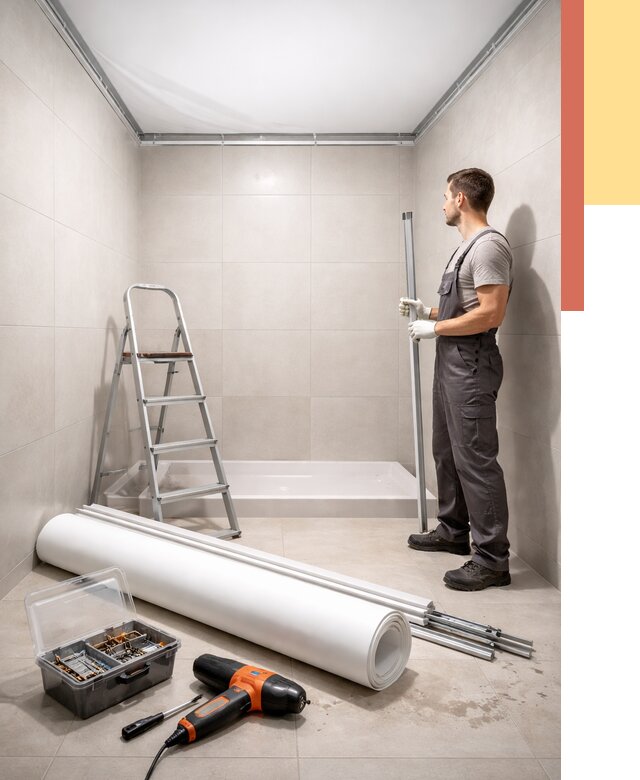 Монтаж натяжного потолка в санузле в Сосновом Бору от 1879 руб. — ОТДЕЛОЧНИК-Снб