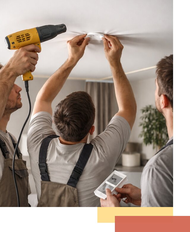 Ремонт прокола полотна натяжного потолка в Сосновом Бору