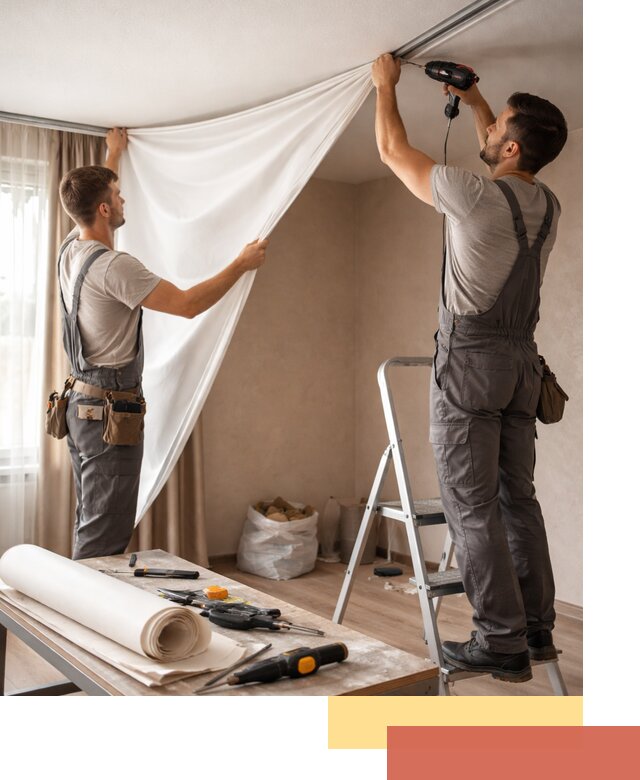 Замена полотна натяжного потолка в Сосновом Бору быстро и качественно