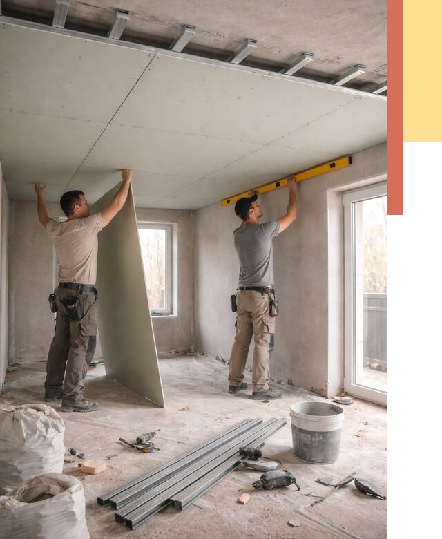 Одноуровневый потолок из гипсокартона в Сосновом Бору от 762 руб. — монтаж под ключ | ОТДЕЛОЧНИК-Снб