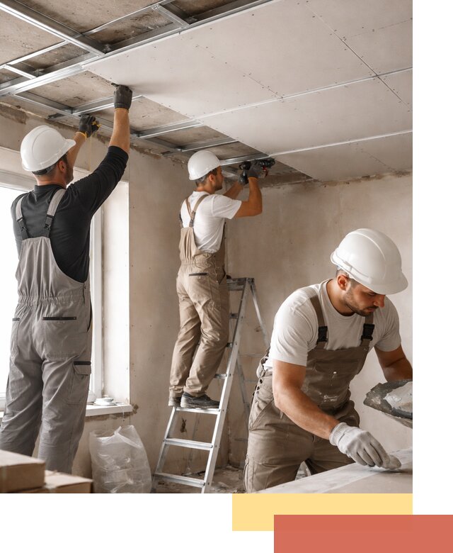 Одноуровневый потолок из гипсокартона в Сосновом Бору — монтаж и отделка