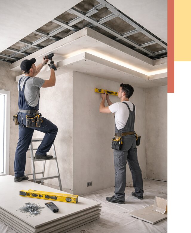 Двухуровневый потолок из гипсокартона в Сосновом Бору от 1473 руб. под ключ | ОТДЕЛОЧНИК-Снб