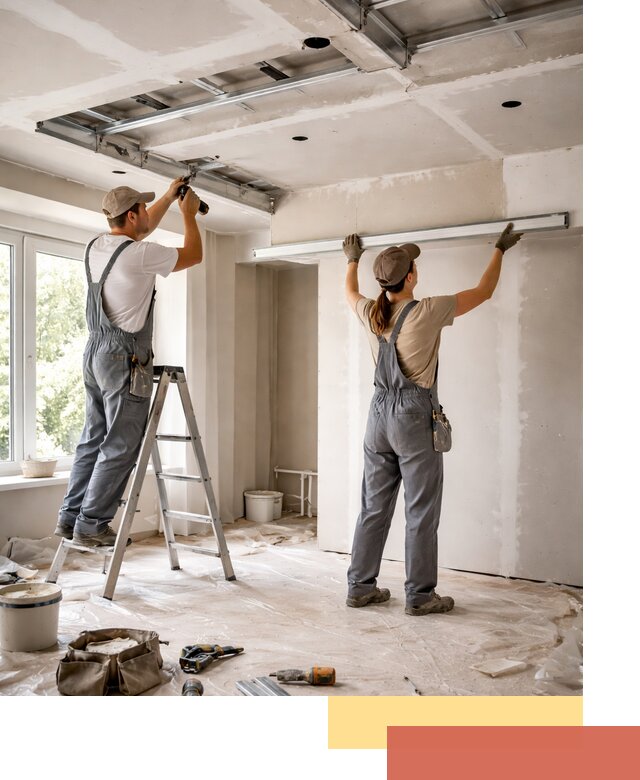 Монтаж многоуровневого потолка из гипсокартона в Сосновом Бору