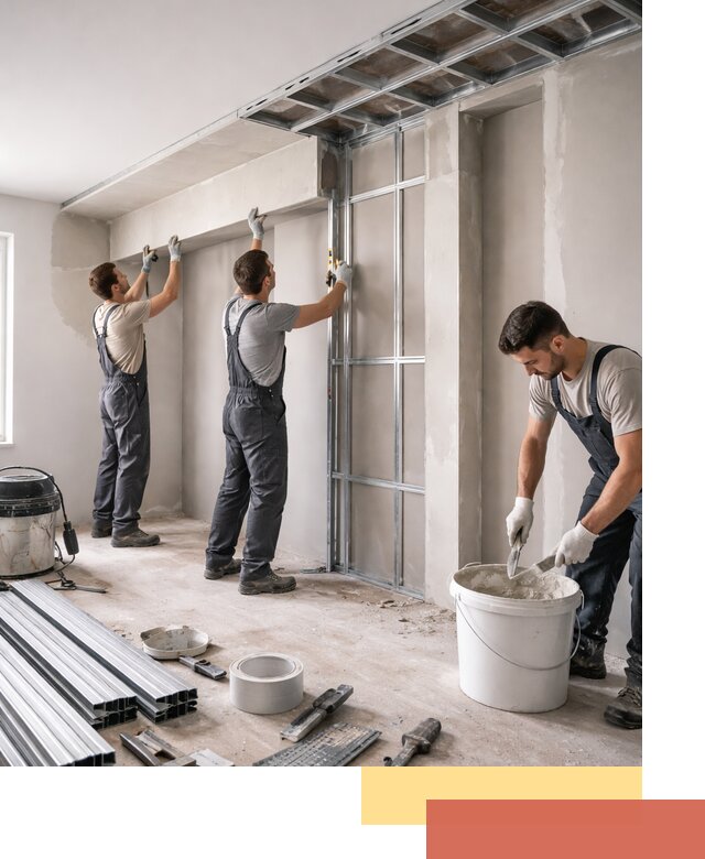 Монтаж потолка из гипсокартона с нишей в Сосновом Бору