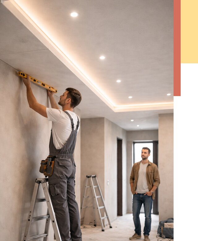 Потолок из гипсокартона с подсветкой в Сосновом Бору от 762 руб./м2 под ключ | ОТДЕЛОЧНИК-Снб