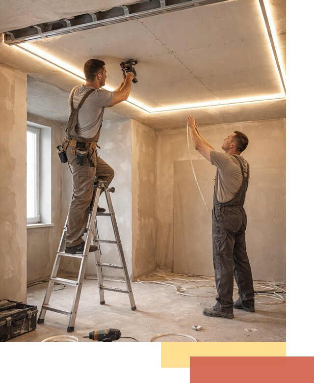 Потолок из гипсокартона с подсветкой в Сосновом Бору