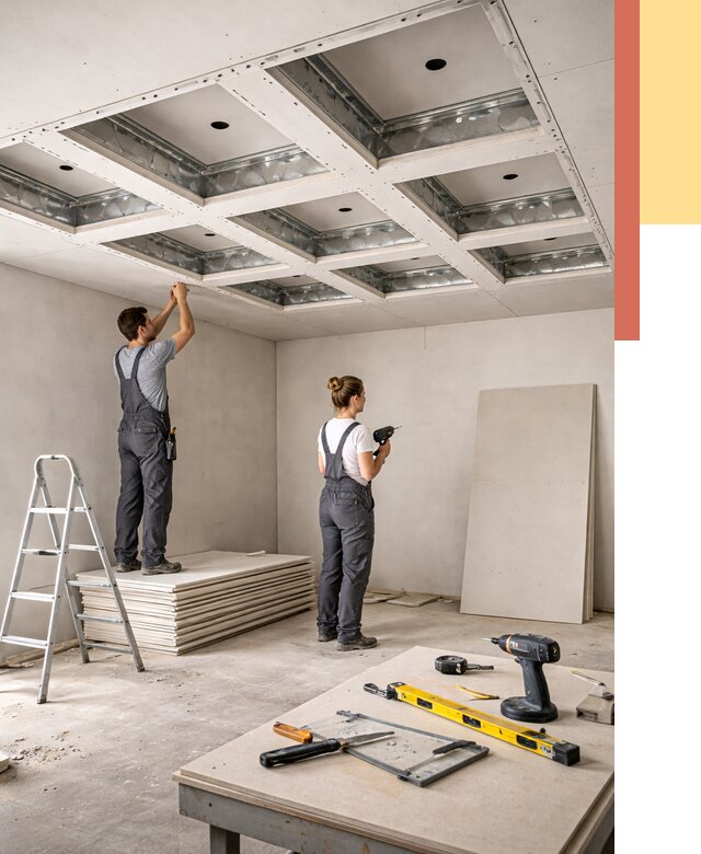 Кессонный потолок из гипсокартона в Сосновом Бору от 1879 руб. — монтаж и под ключ | ОТДЕЛОЧНИК-Снб