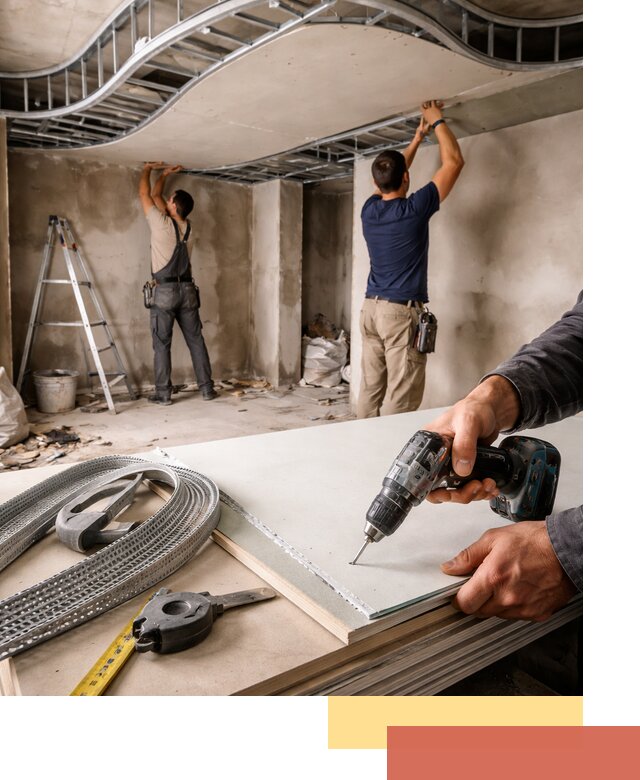 Криволинейный потолок из гипсокартона в Сосновом Бору — монтаж и отделка