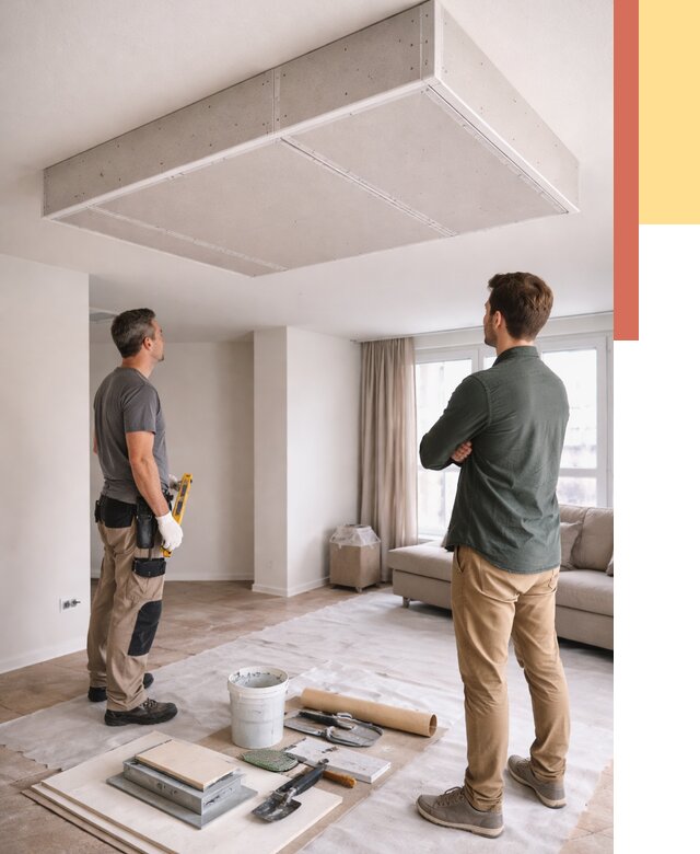 Короб на потолке из гипсокартона в Сосновом Бору от 2235 руб. — монтаж и услуги под ключ | ОТДЕЛОЧНИК-Снб