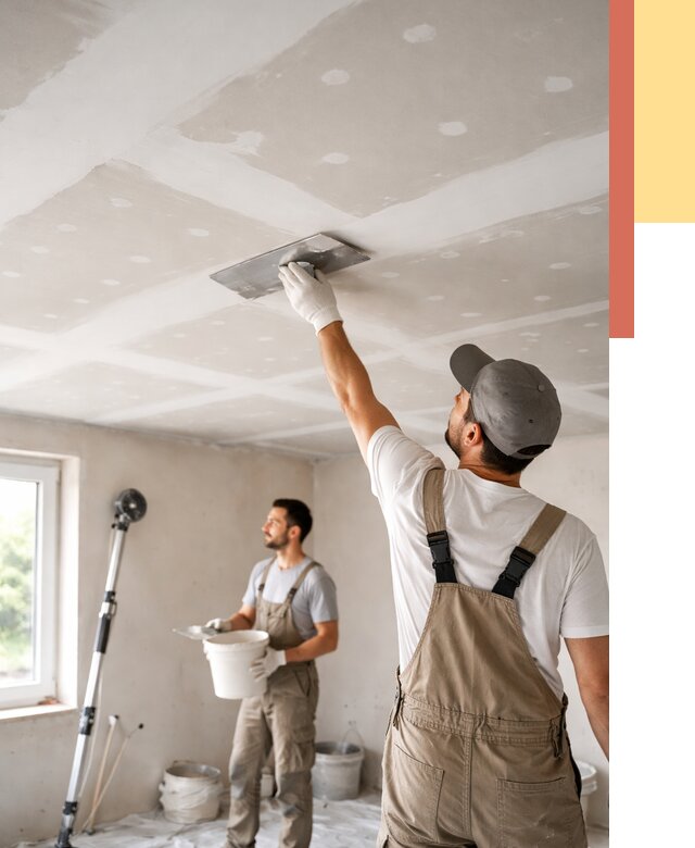 Шпаклевка потолка из гипсокартона в Сосновом Бору от 3251 руб./м2 — услуги под ключ | ОТДЕЛОЧНИК-Снб
