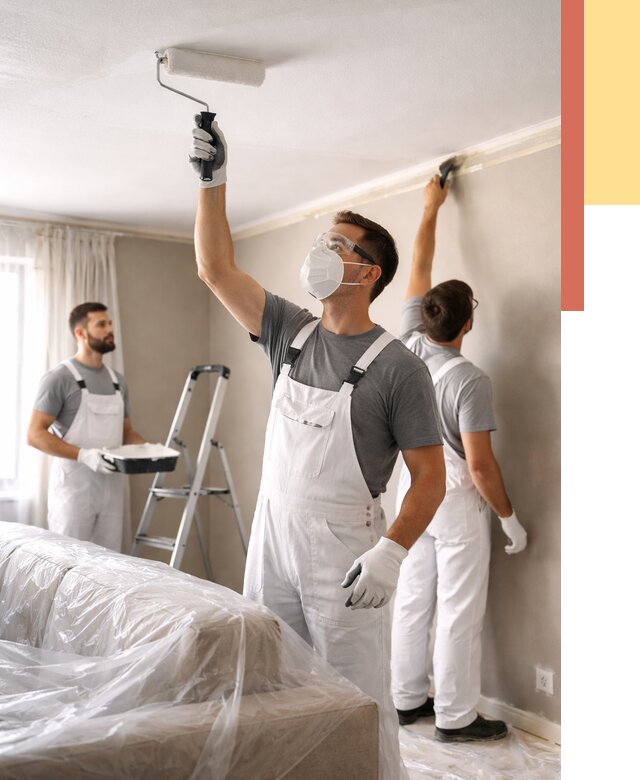 Покраска потолка водоэмельсионной краской в Сосновом Бору от 2235 руб/м² — услуги под ключ | ОТДЕЛОЧНИК-Снб