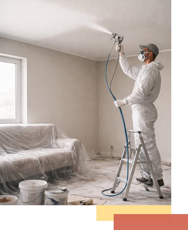 Покраска потолка краскопультом в Сосновом Бору быстро и качественно