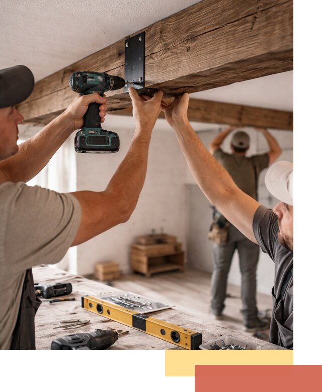 Монтаж декоративных потолочных балок в Сосновом Бору